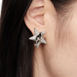 Paradise / Pave Star Split Metal Pony Earring
