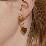 Island / Carved Conch Rose Stud Earrings