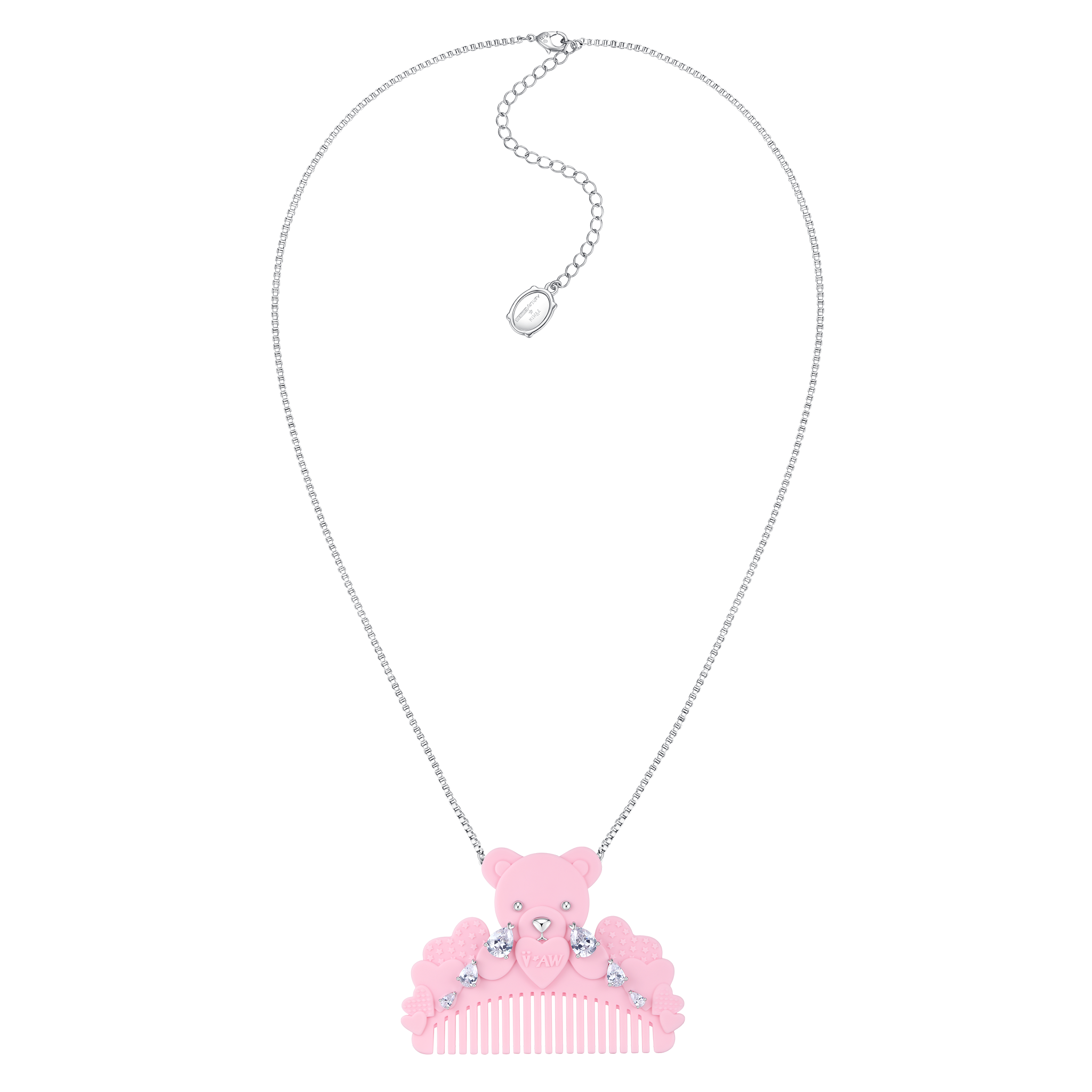 YVMIN X Ashley Williams Crying Bear Comb Necklace with bear pendant and integrated comb details