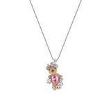 Paradise / Flower Covered Flocked Bear  Necklace