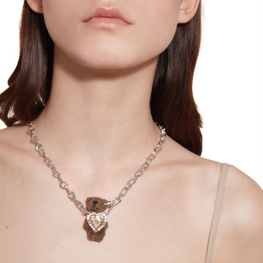 Paradise / Asymmetric Heart Bear Necklace