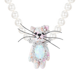 Paradise / Floral Cat Pearl Necklace
