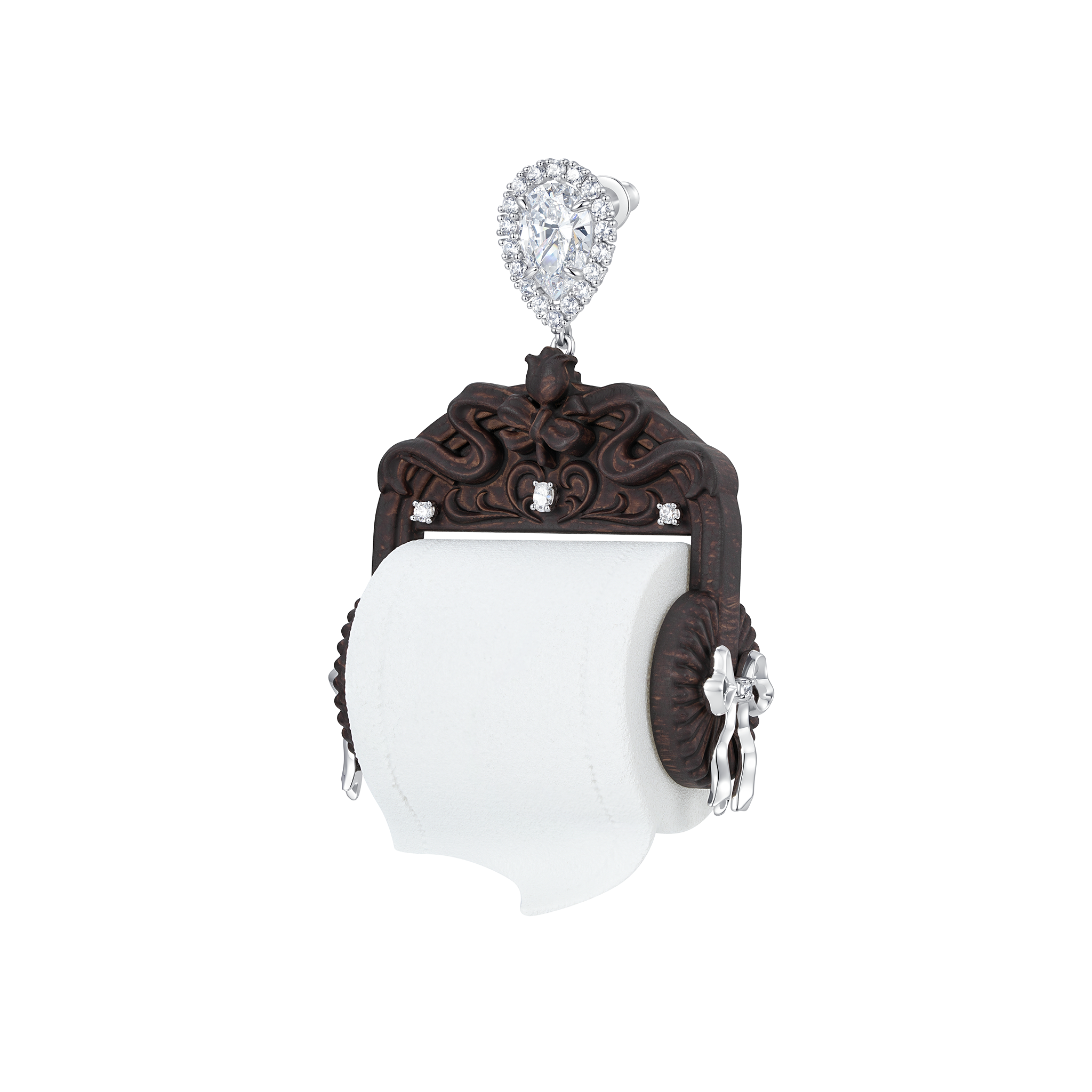 YVMIN X Ashley Williams scroll earrings with sculptural spiral design, shown against a plain background