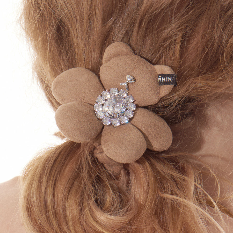 Paradise / Plush Bear Flower Gem Hair Tie