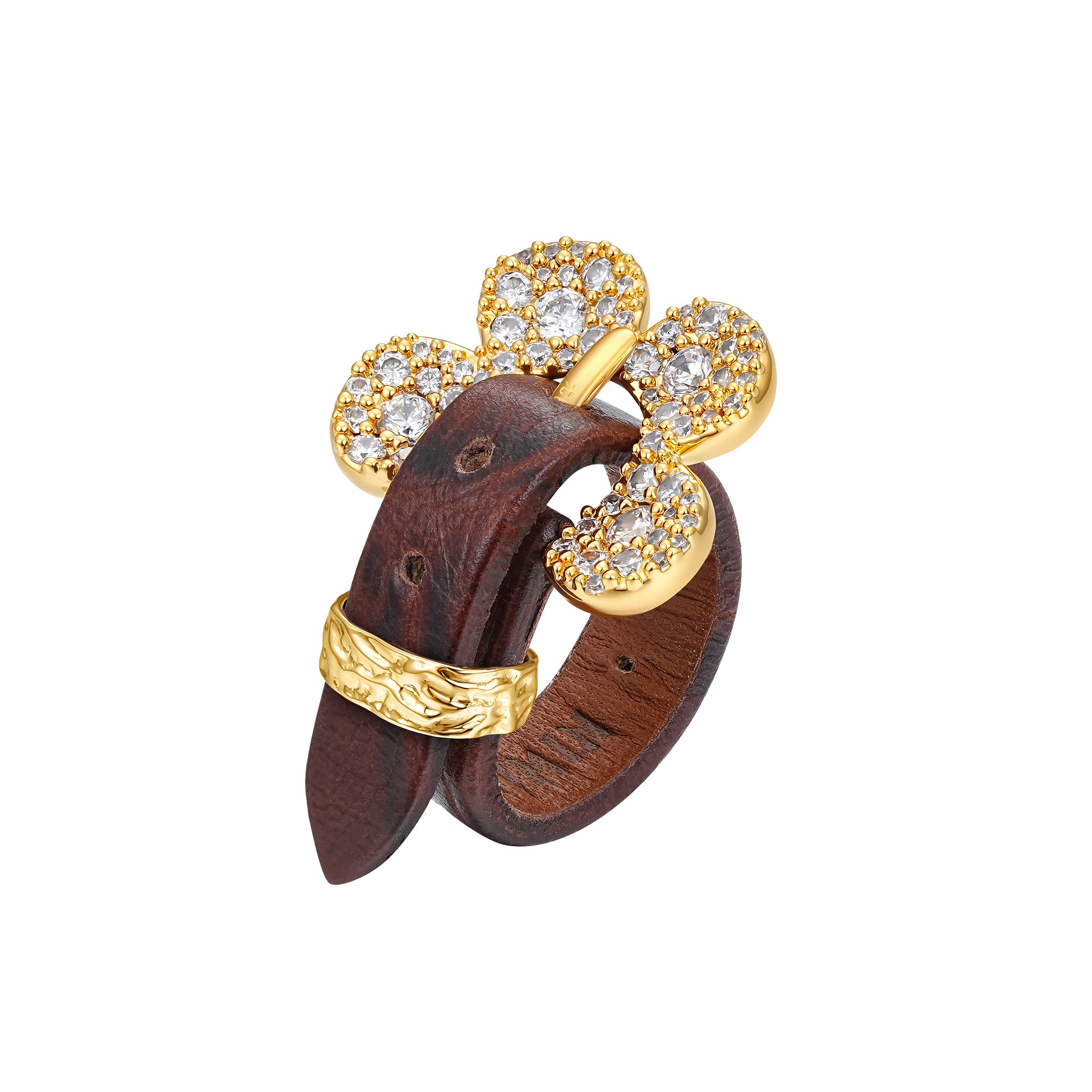 Paradise / Pave Flower Buckle Belt Ring