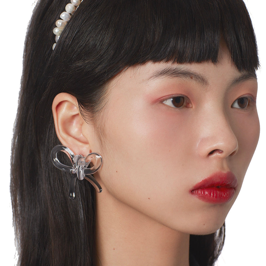 YVMIN X SHUSHUTONG / Transparent Bowknot Ribbon Earring