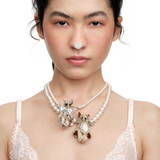 Paradise / Floral Cat Pearl Necklace