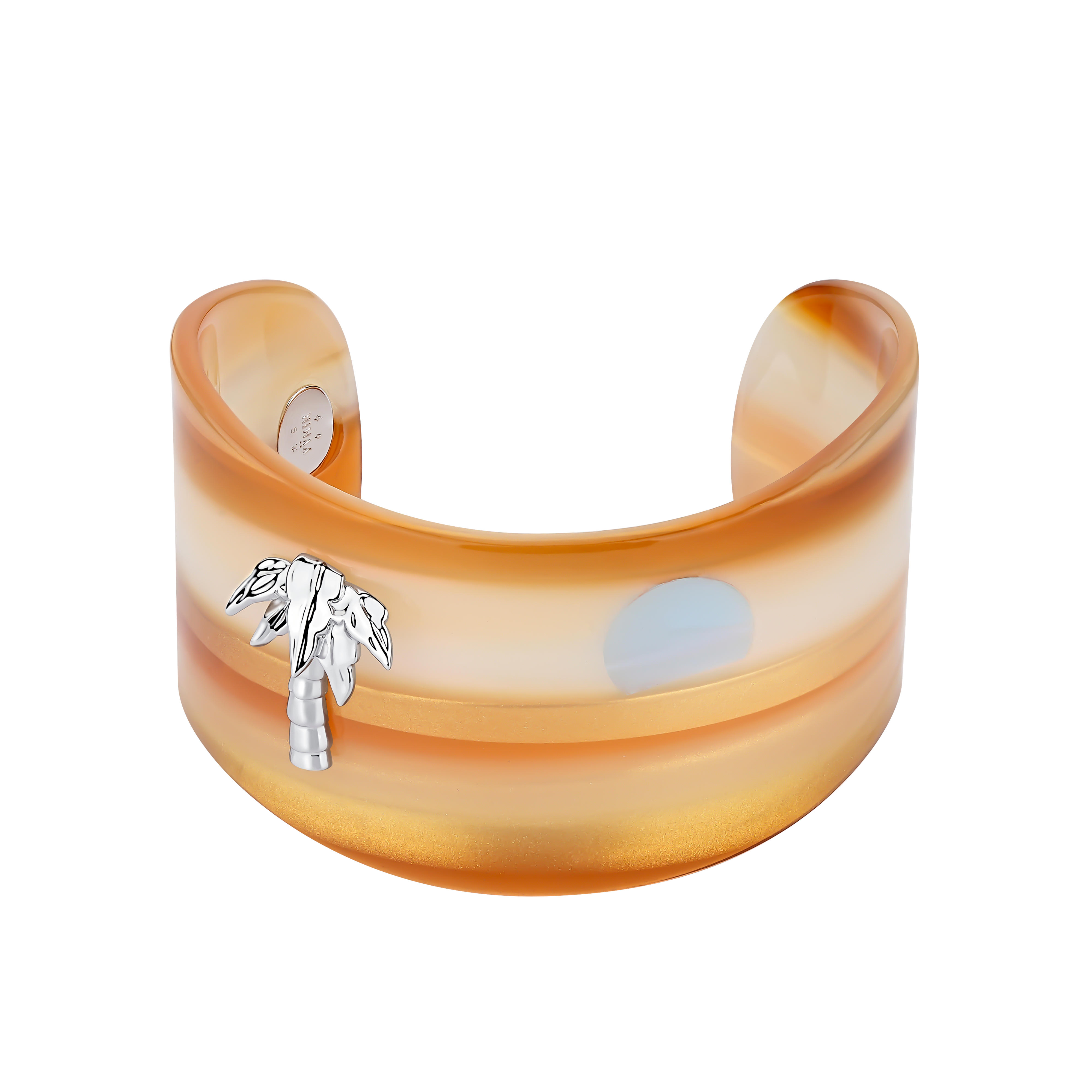 YVMIN landscape bracelet with detailed view of intricate design and metal finish on a neutral background.