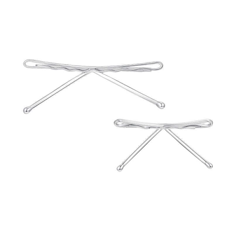 YVMIN metal bowknot hair clips featuring sleek silver design, perfect for adding a stylish touch to hairstyles.
