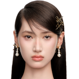 YVMIN X SHUSHUTONG / Metal Clips Bowknot Pearl Earrings