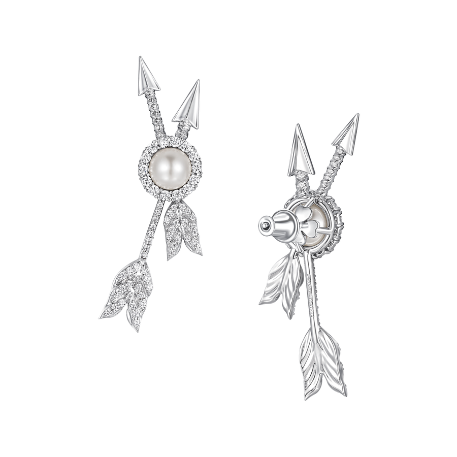 YVMIN X SHUSHUTONG / Double Arrow Pave Pearl Earring