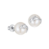 YVMIN Dolphin and island relief pearl stud earrings featuring silver-tone metal and pearl accents, designed for elegant wear.