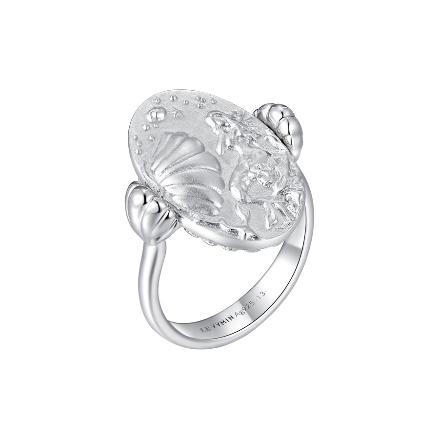 Mermaid / Shell Coin Double Size Ring