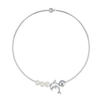 YVMIN Island Dolphin Pearl Snake Bone Necklace featuring dolphin and pearl accents on a snake bone chain.