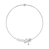 YVMIN Island Dolphin Pearl Snake Bone Necklace featuring dolphin and pearl accents on a snake bone chain.