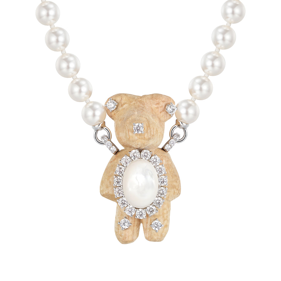 Paradise / Wooden Bear Pearl Necklace