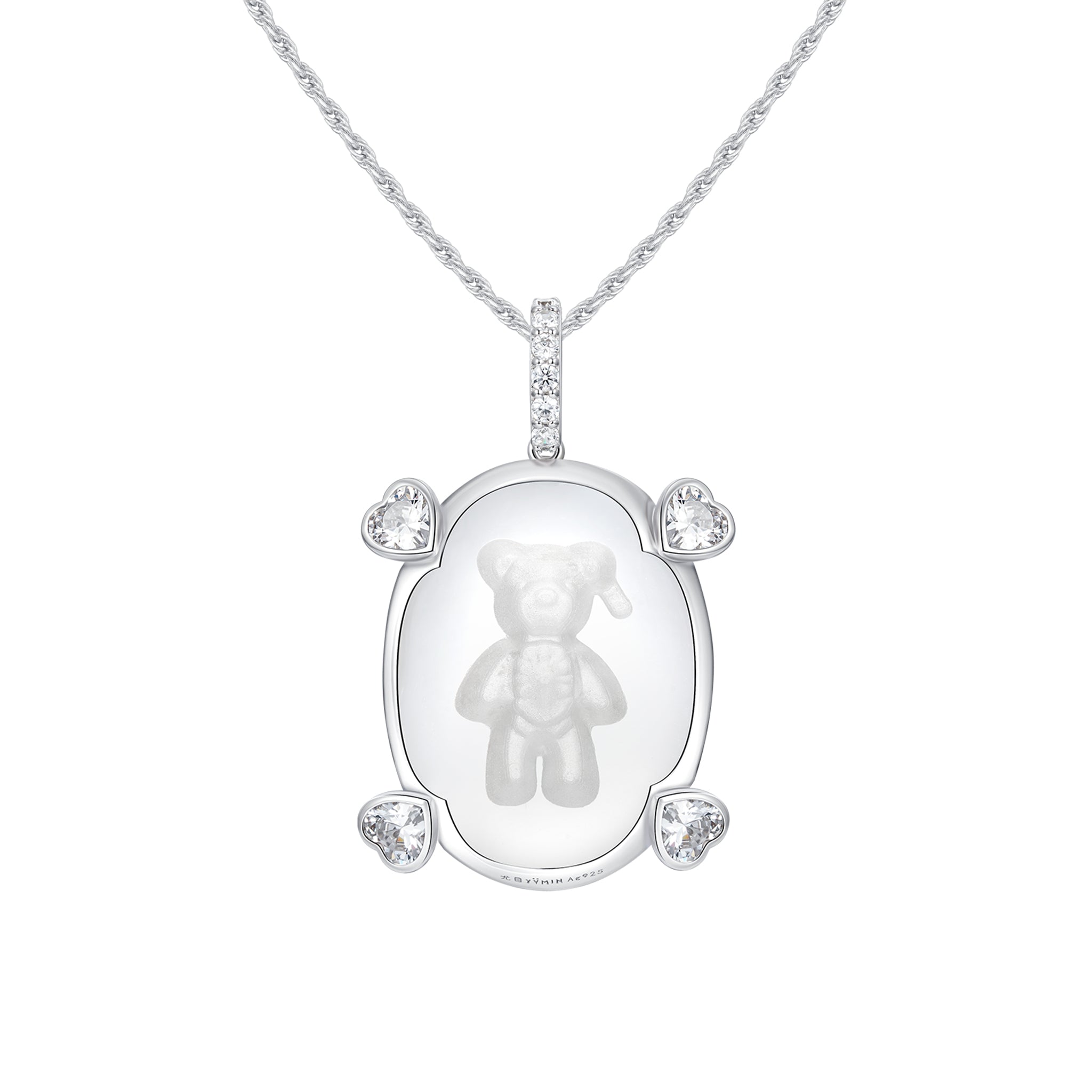 YVMIN Paradise Four Claw Crystal Bear Pendant Necklace featuring a sparkling crystal bear on a delicate chain
