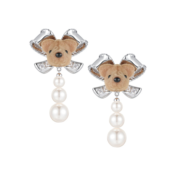 アクセサリー Heart Shell Pearl Tassel Bear Earring Paradise / Bear Head Bow Pearl Earrings – YVMIN