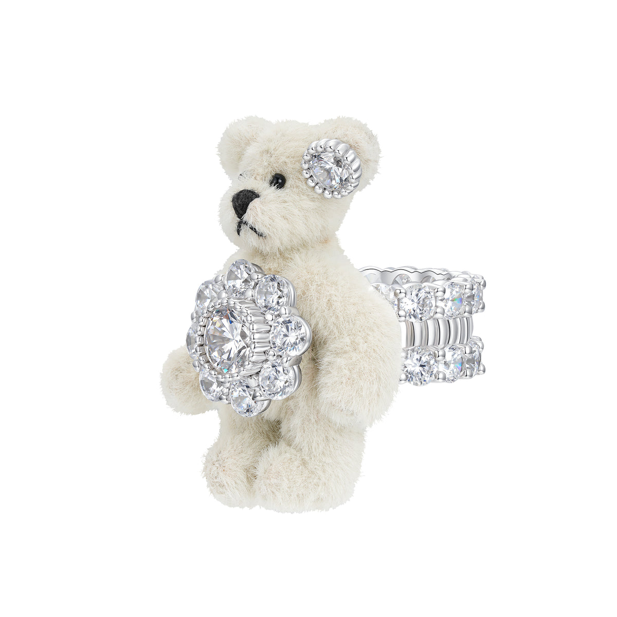 Paradise / Gemstone Flower Plush Bear Ring – YVMIN