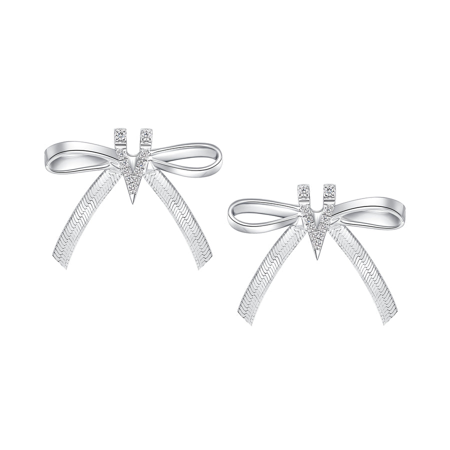 Ripple / V Ribbon Bowknot Soft Earring