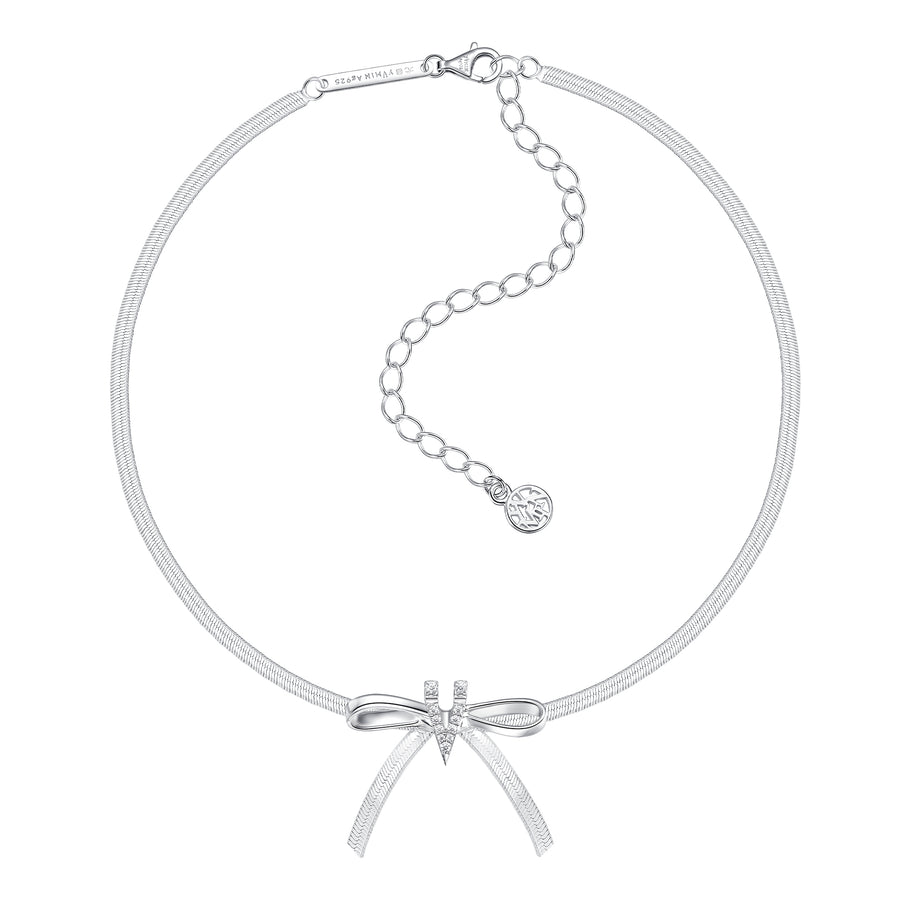 Ripple / V Bowknot Ribbon Soft Necklace