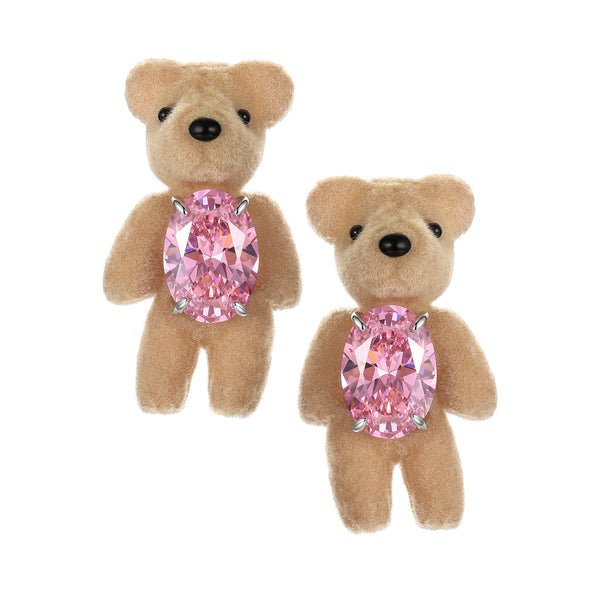 Paradise / Flocked Bear Gemstone Earring – YVMIN