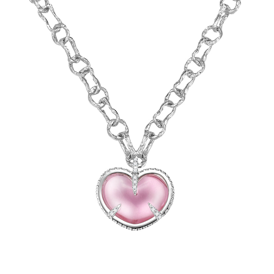 ElectricGirl / Crystal heart with texture chain Necklace