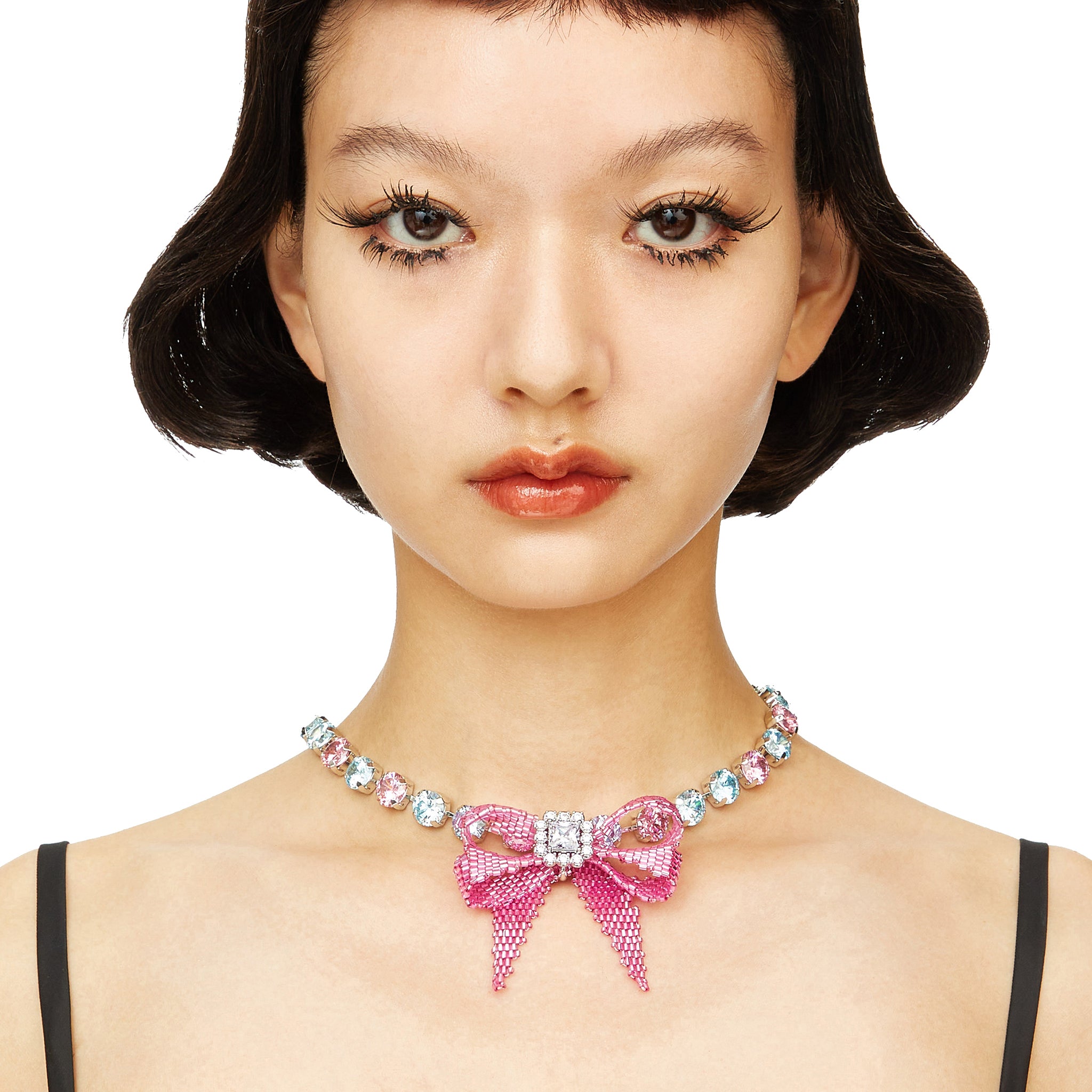 YVMIN X SHUSHUTONG / Rubber Bow Gemstone Necklace