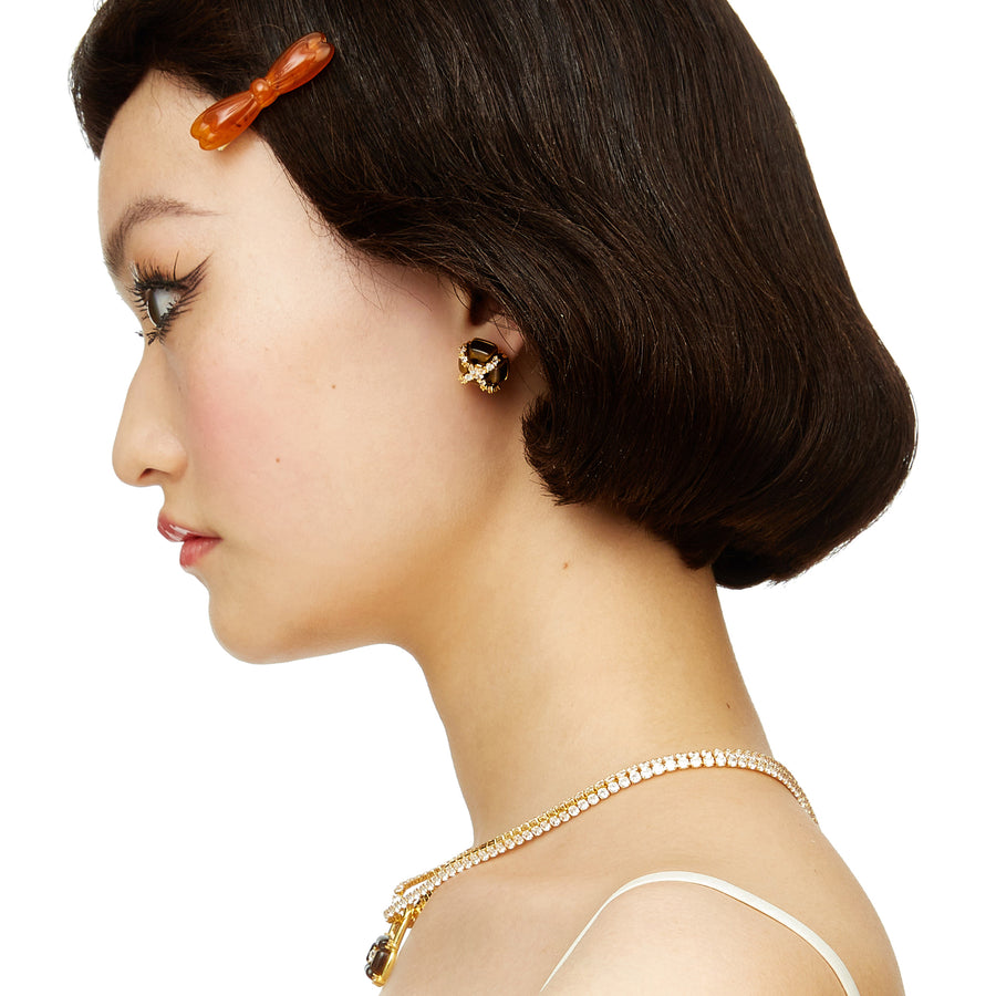 YVMIN X SHUSHUTONG / Natural Gemstone Flower Cross Earring