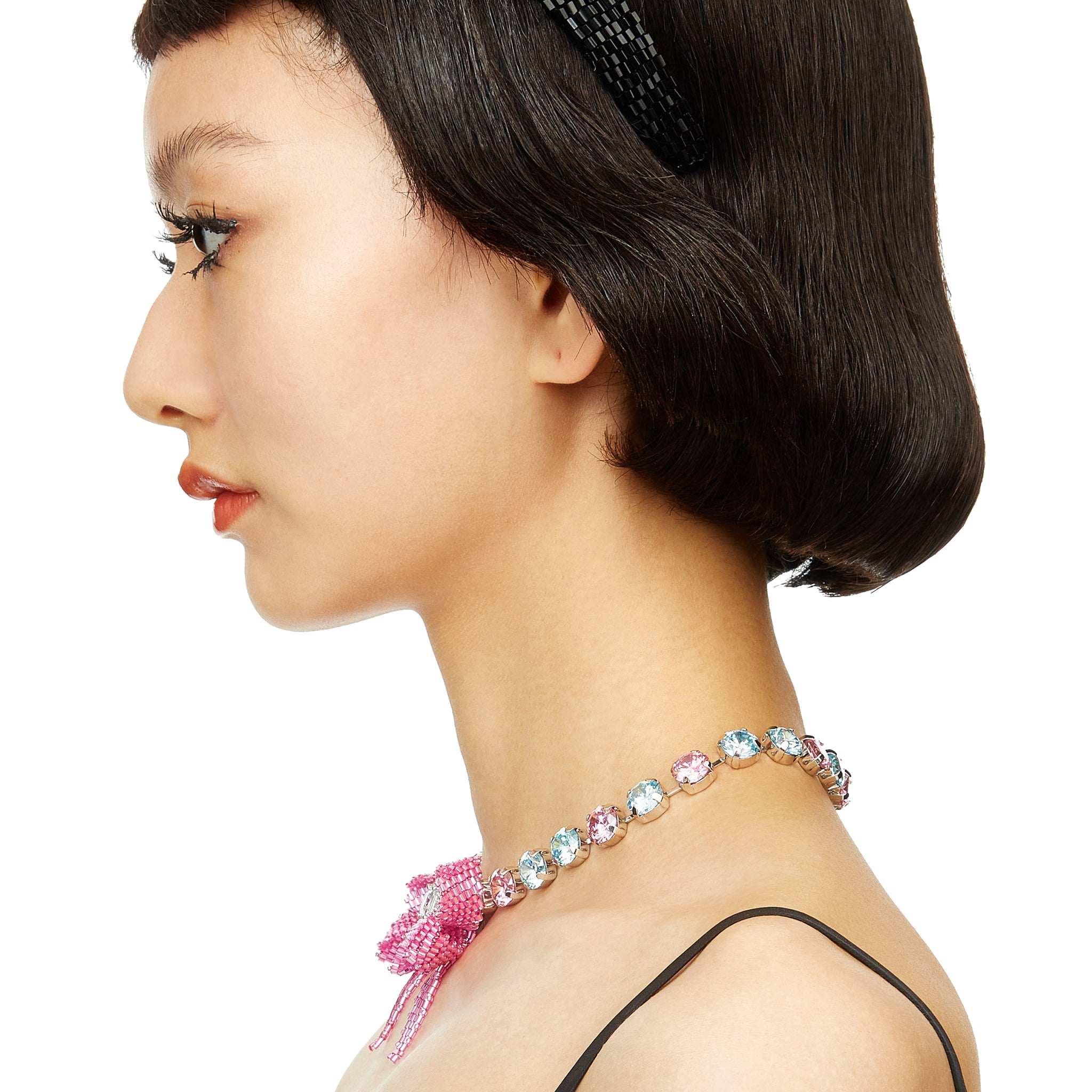 YVMIN X SHUSHUTONG / Gemstone Chain Braided Bow Necklace