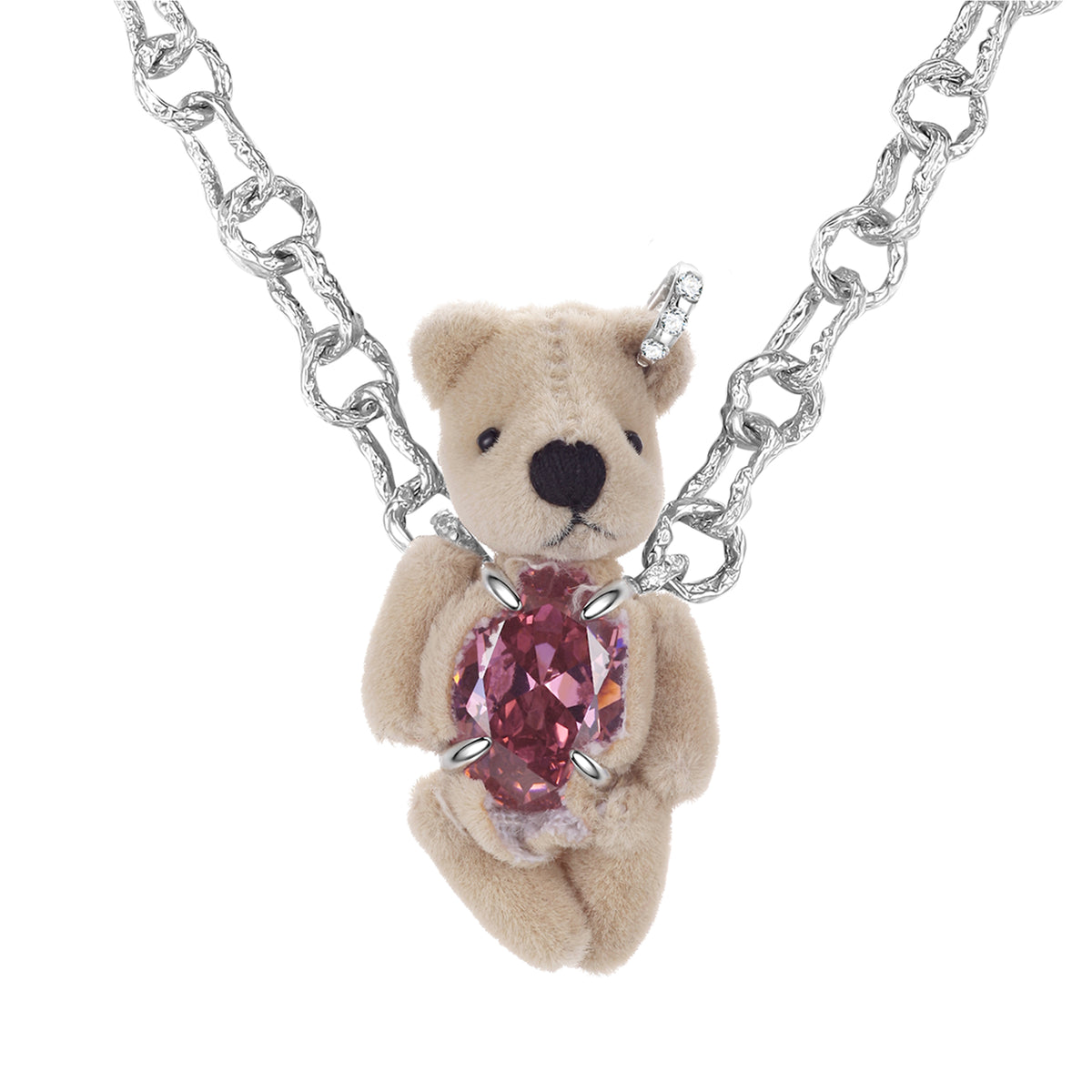 Paradise/ Teddy bear elliptical zircon Necklace – YVMIN