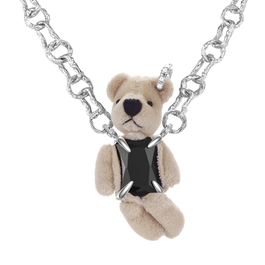 Paradise / Teddy bear square zircon Necklace
