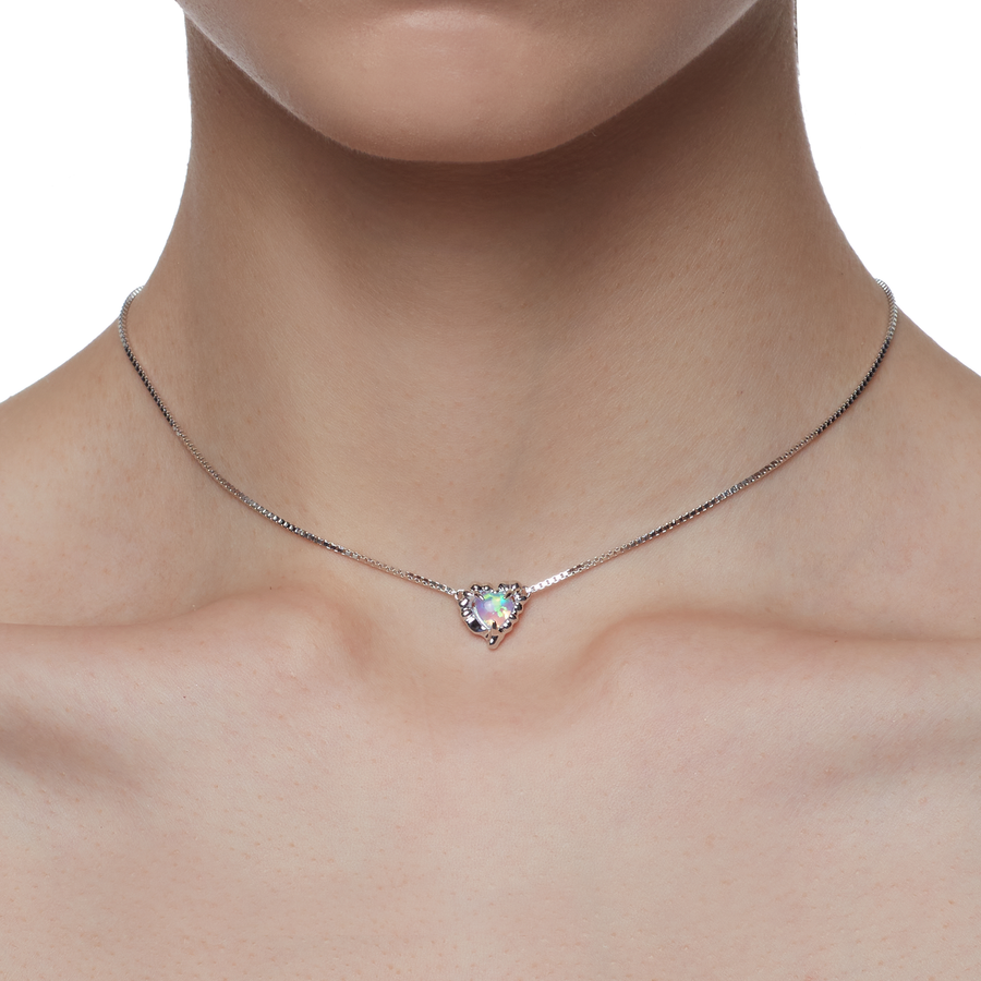Tasty / Melting Hear Shape Opal Necklace