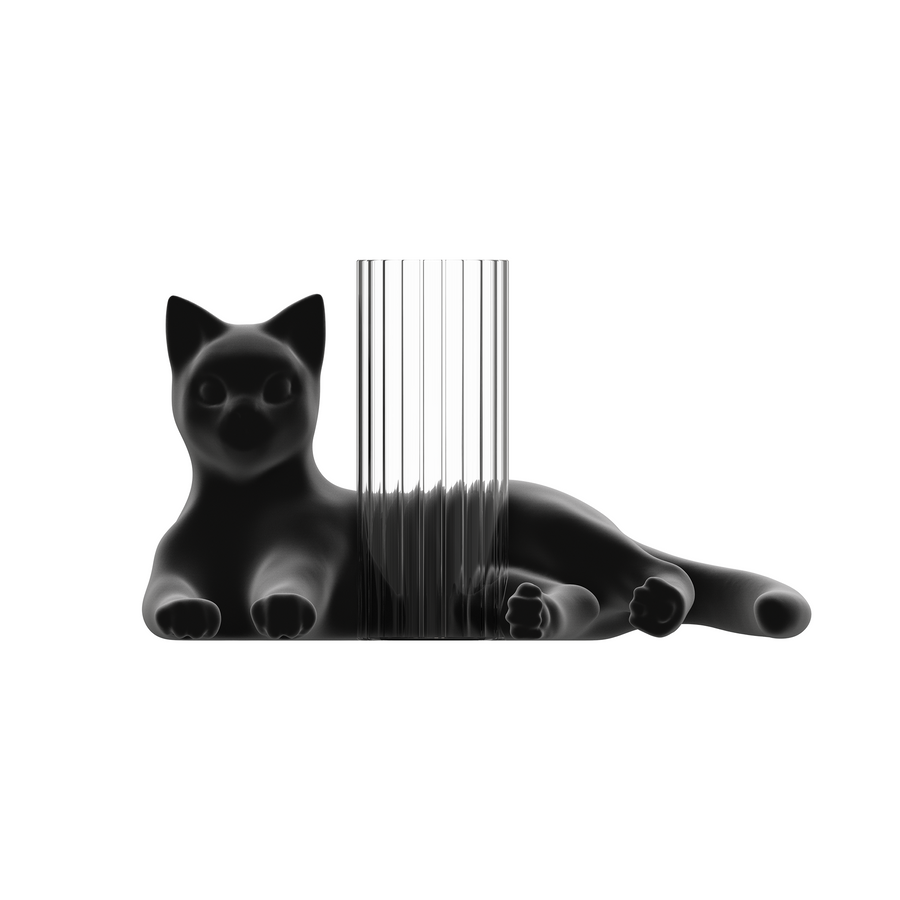 女生图Cat toy / 植绒黑猫花瓶座