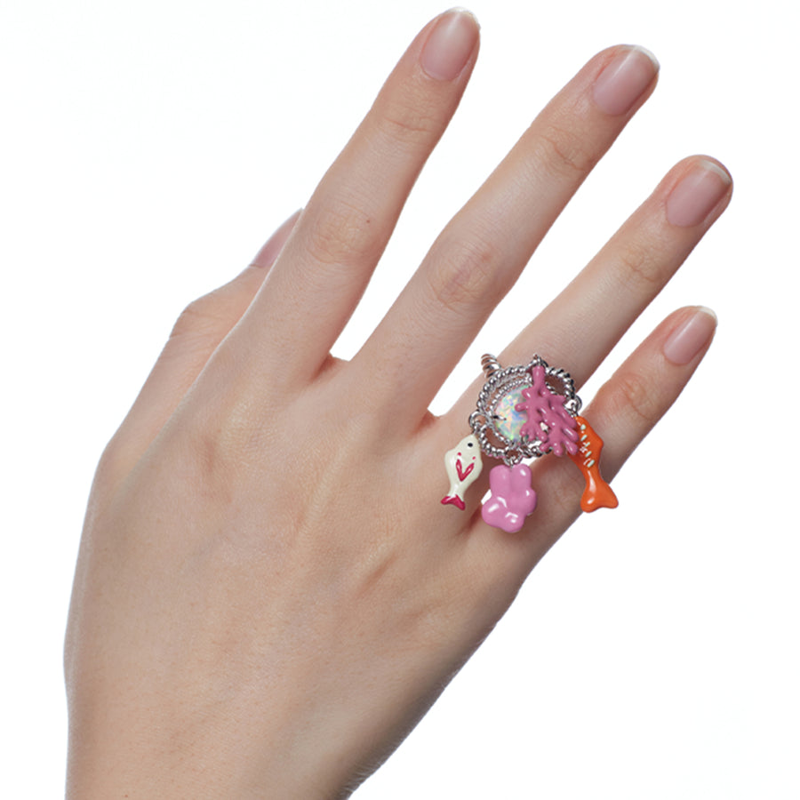 ElectricGirl / Colorful Bio Opal Ring