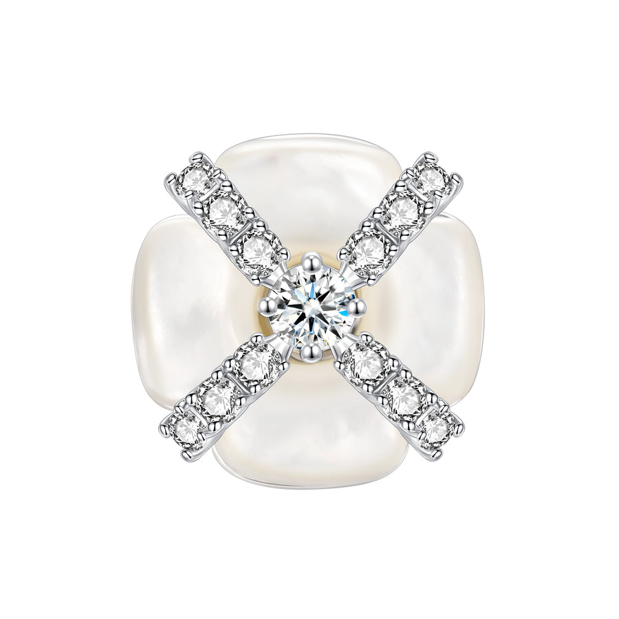 YVMIN X SHUSHUTONG / Natural Gemstone Flower Cross Earring