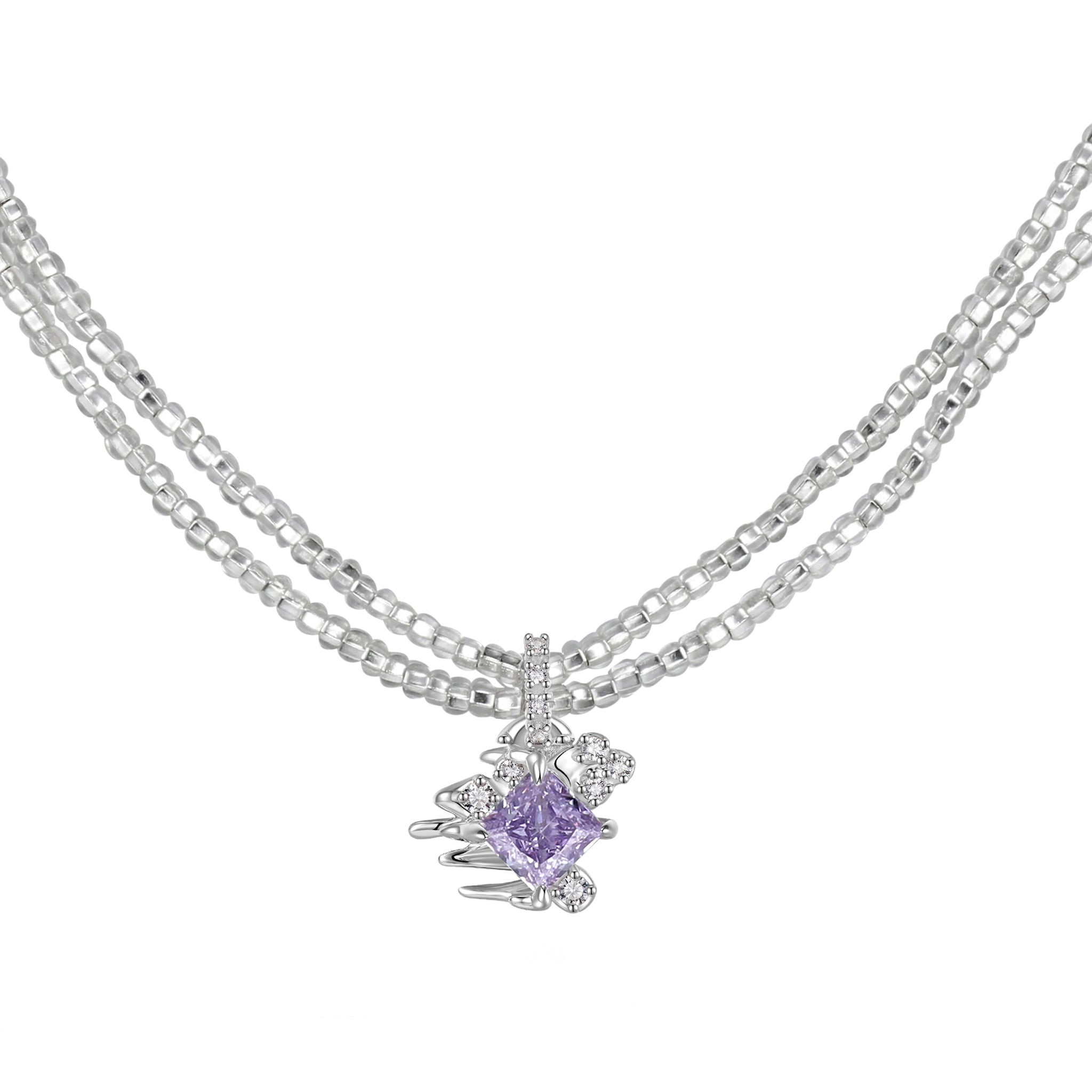 Ripple / Multi-color Rhombic zircon Necklace