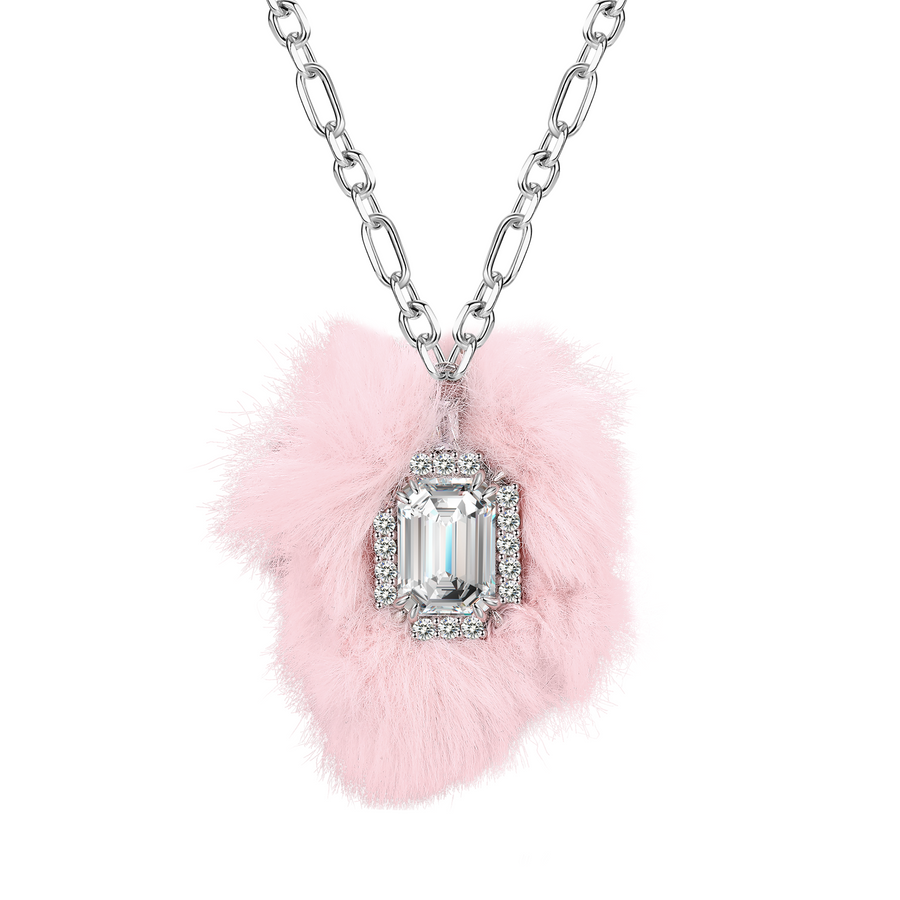 Cat toy / Fluffy Square Gem Necklace