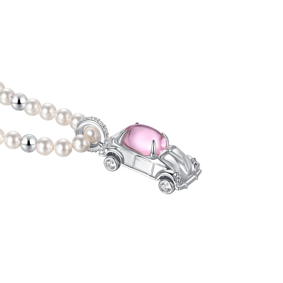 Paradise / Pearl Chain Gemstone Car Necklace