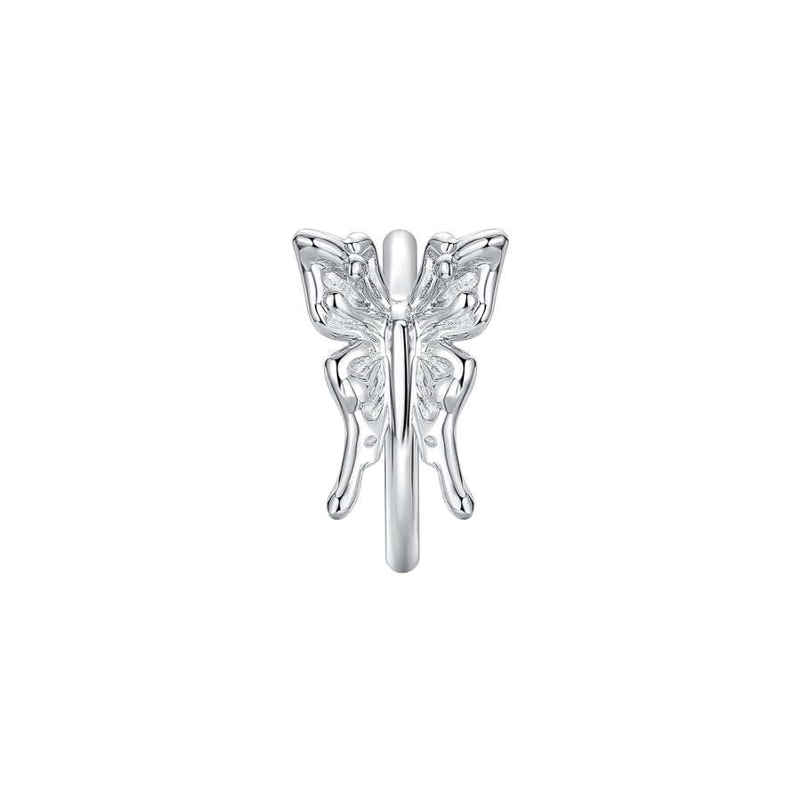 Ripple / Liquid Butterfly Silver Lip Ring