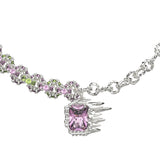 Ripple / Pave gemstone chain stitching necklace