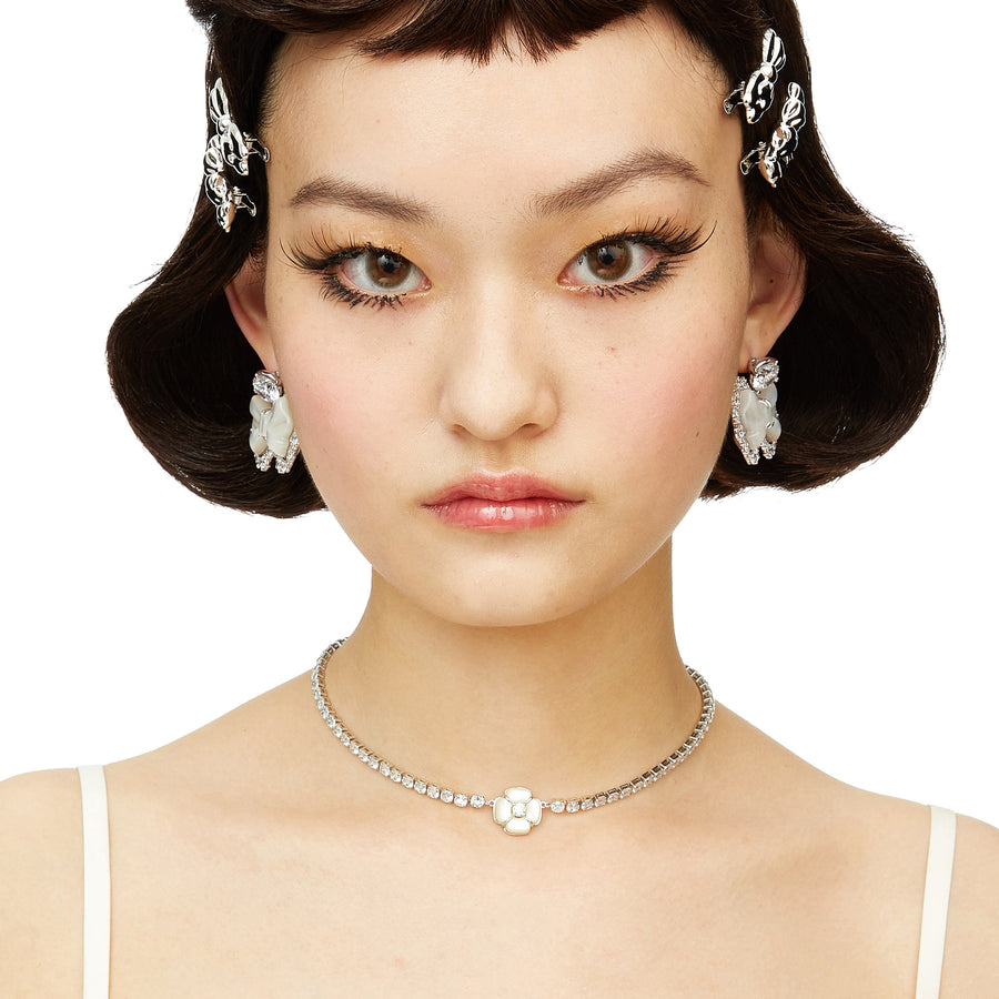 YVMIN X SHUSHUTONG / Lace Natural Stone Bow Earring