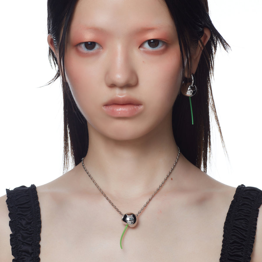 ElectricGirl / Metal Perforated Cherry Necklace