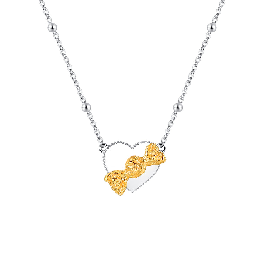Tasty / Two Tone Candy Heart Plaque Pendant Necklace