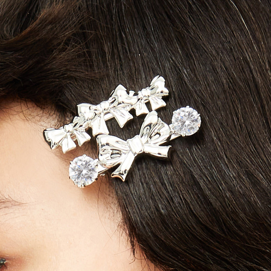 YVMIN X SHUSHUTONG / Double Jeweled Metal Bow Hair Clip