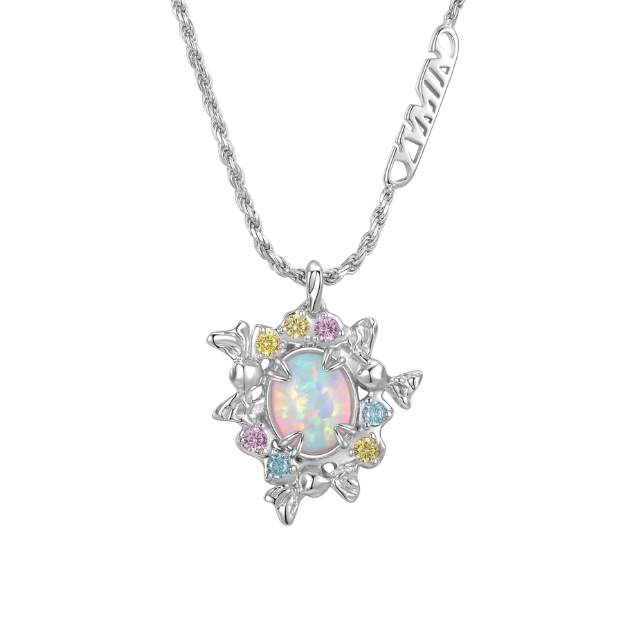 Tasty / Candy Opal Floral Hoop Necklace