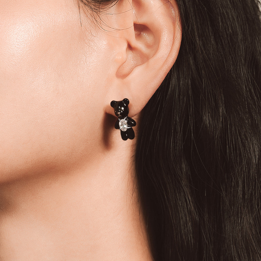 Paradise / Enamel Bear Gem Stud Earrings