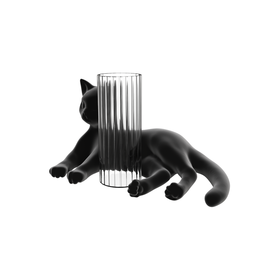 女生图Cat toy / 植绒黑猫花瓶座