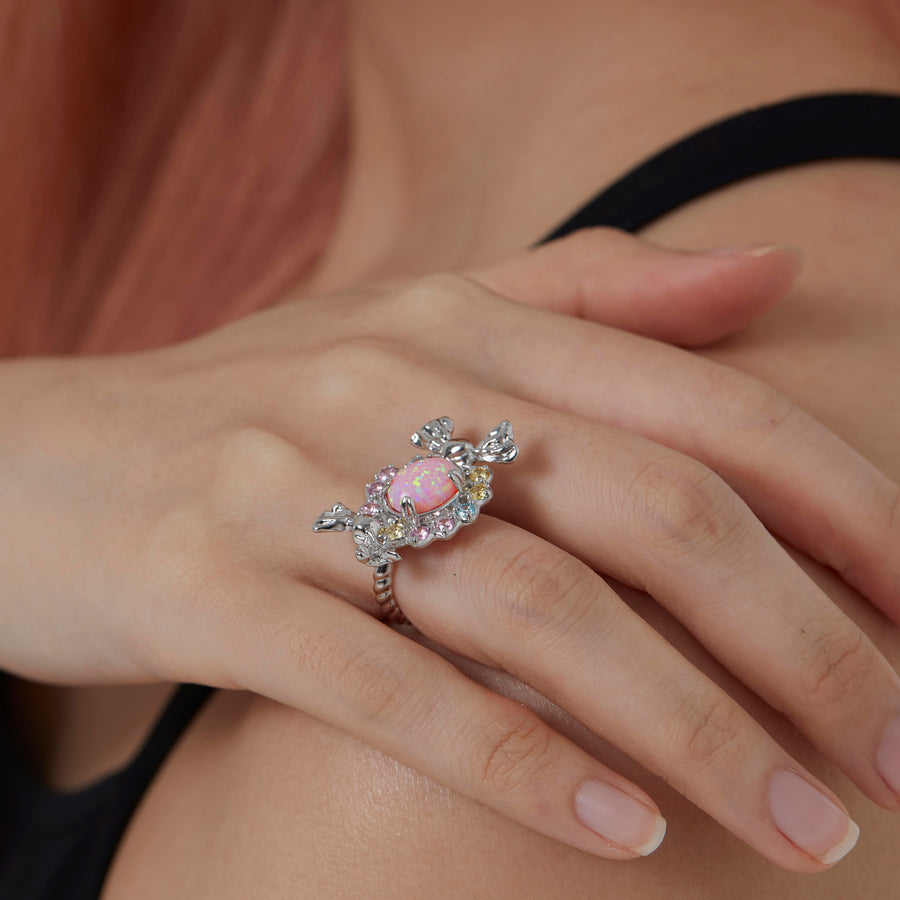Tasty / Candy Opal Floral Hoop Ring