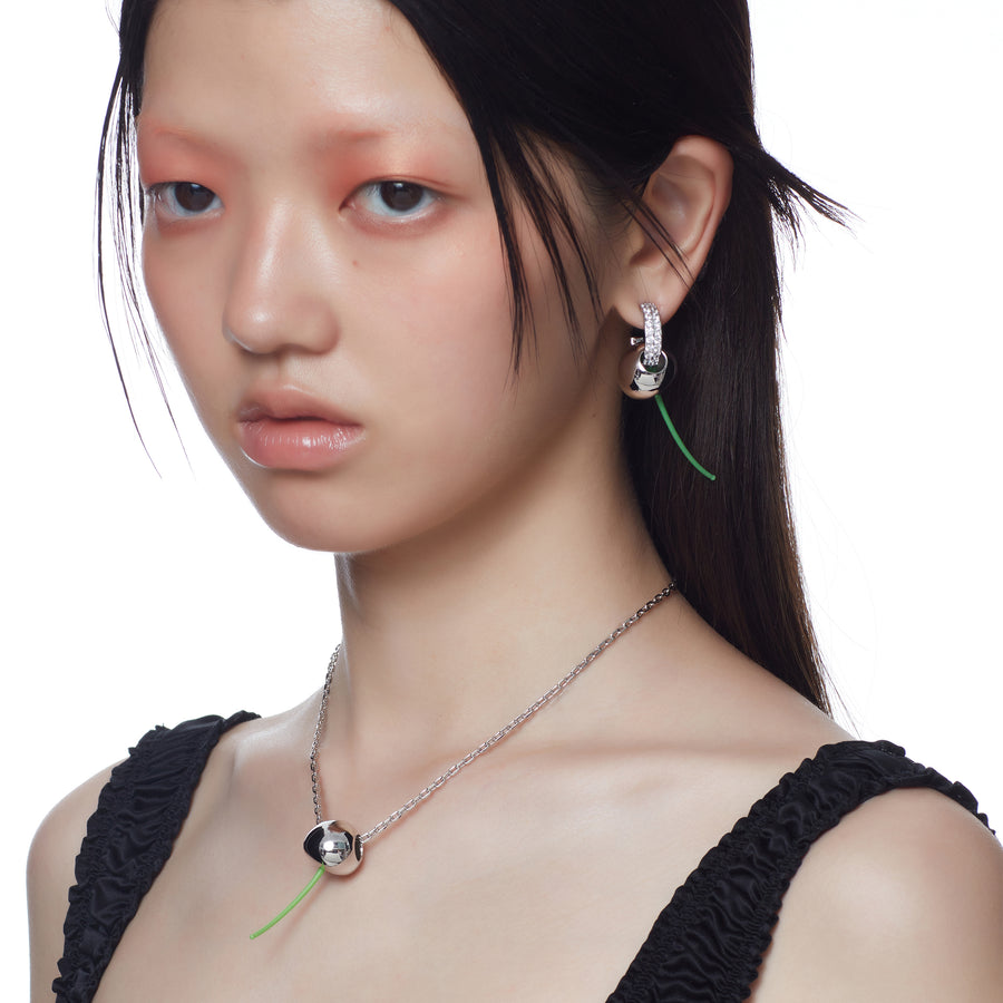 ElectricGirl / Pave Metal Perforated Cherry Earring